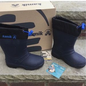 kamik Toddler Snow Boots Size 11 Sub Zero Boy Girl Black Winter Boots Blue